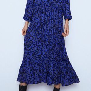 zara blue zebra dress